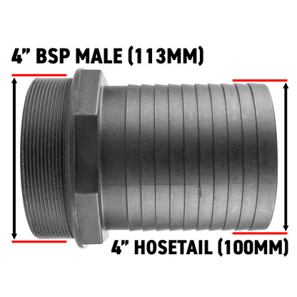 Pond Straight Connector 4" BSPM - 100mm