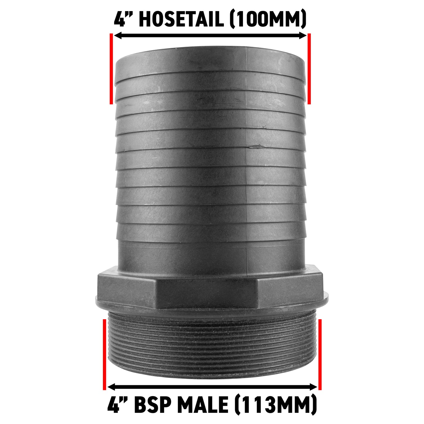 Pond Straight Connector 4" BSPM - 100mm