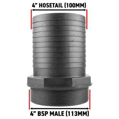 Pond Straight Connector 4" BSPM - 100mm