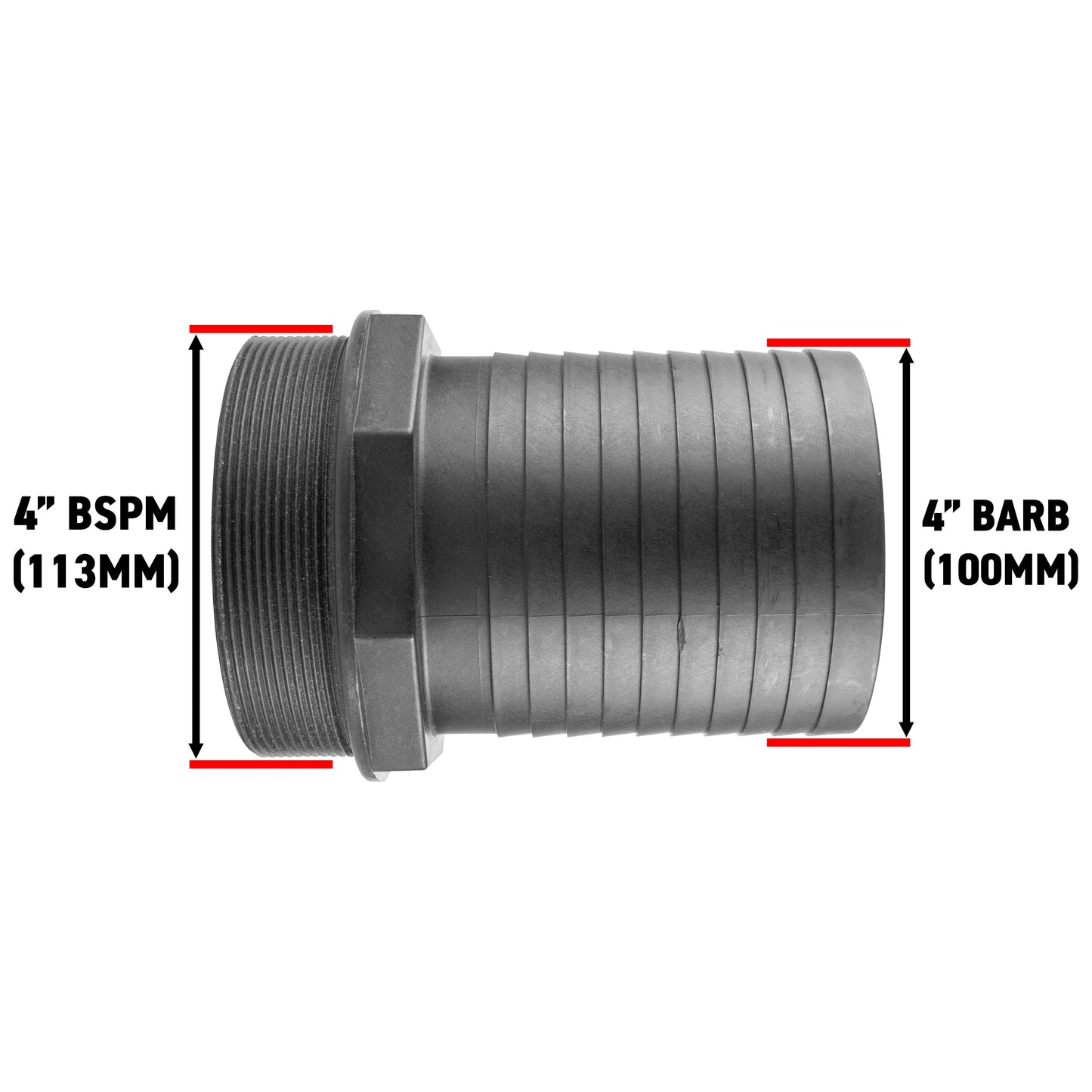 Pond Straight Connector 4" BSPM - 100mm