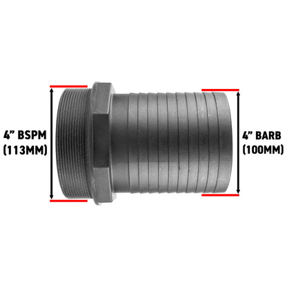 Pond Straight Connector 4" BSPM - 100mm