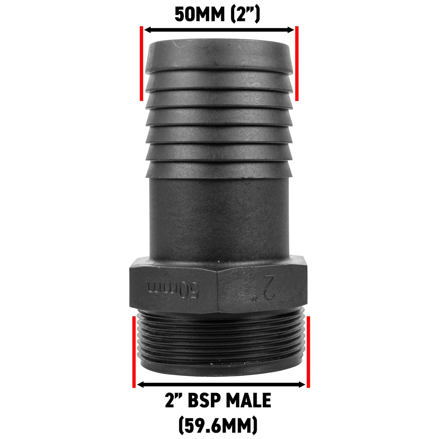 Pond Straight Connector 2" BSPM - 50mm