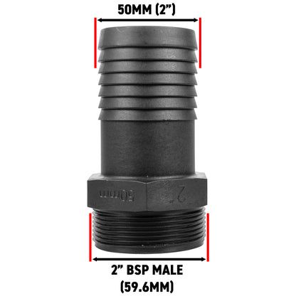 Pond Straight Connector 2" BSPM - 50mm