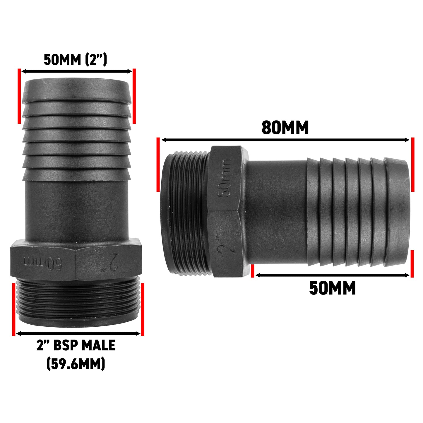 Pond Straight Connector 2" BSPM - 50mm