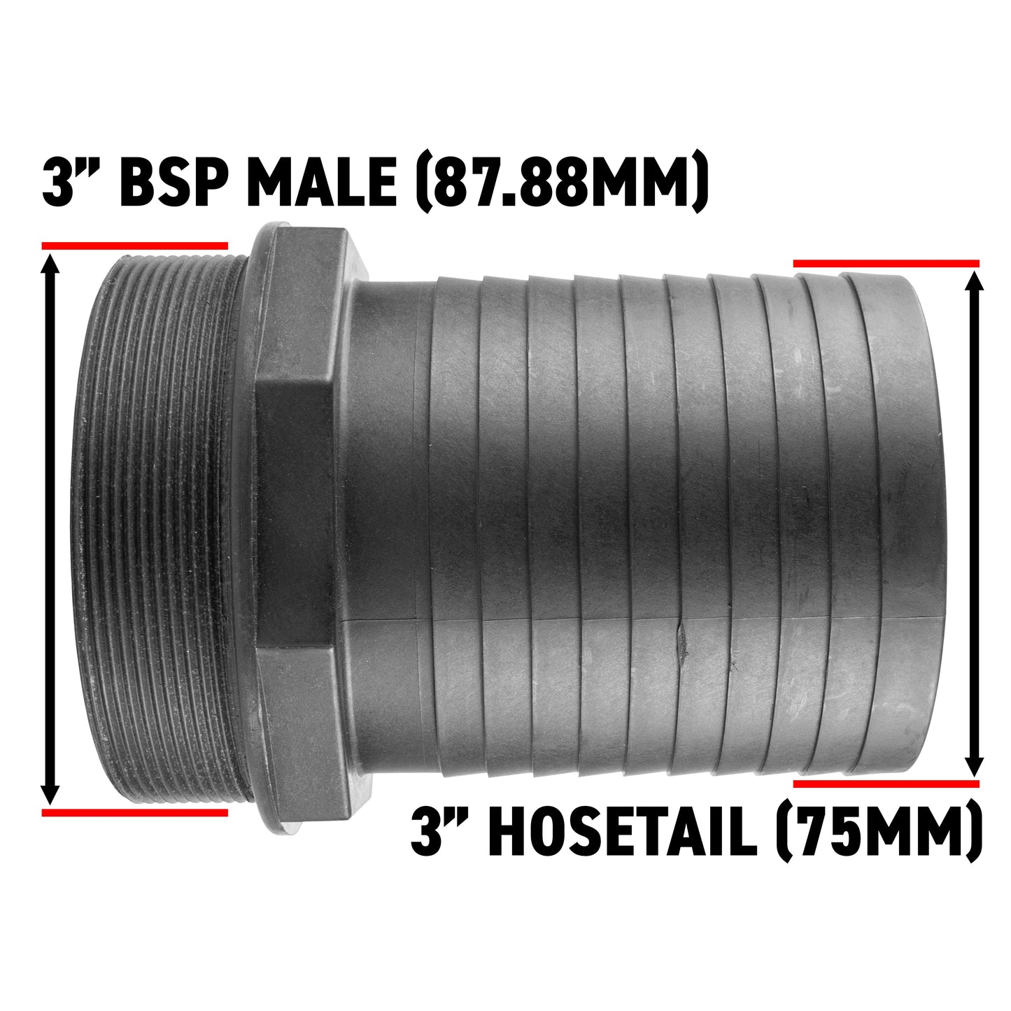Pond Straight Connector 3" BSPM - 75mm