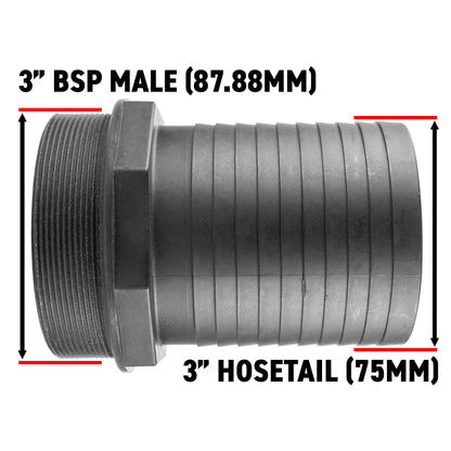 Pond Straight Connector 3" BSPM - 75mm