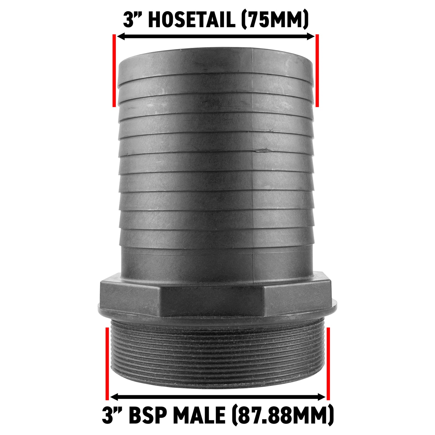 Pond Straight Connector 3" BSPM - 75mm