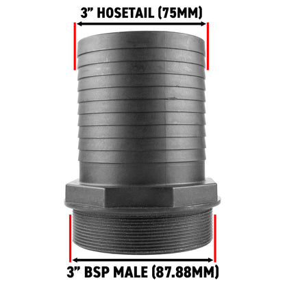 Pond Straight Connector 3" BSPM - 75mm