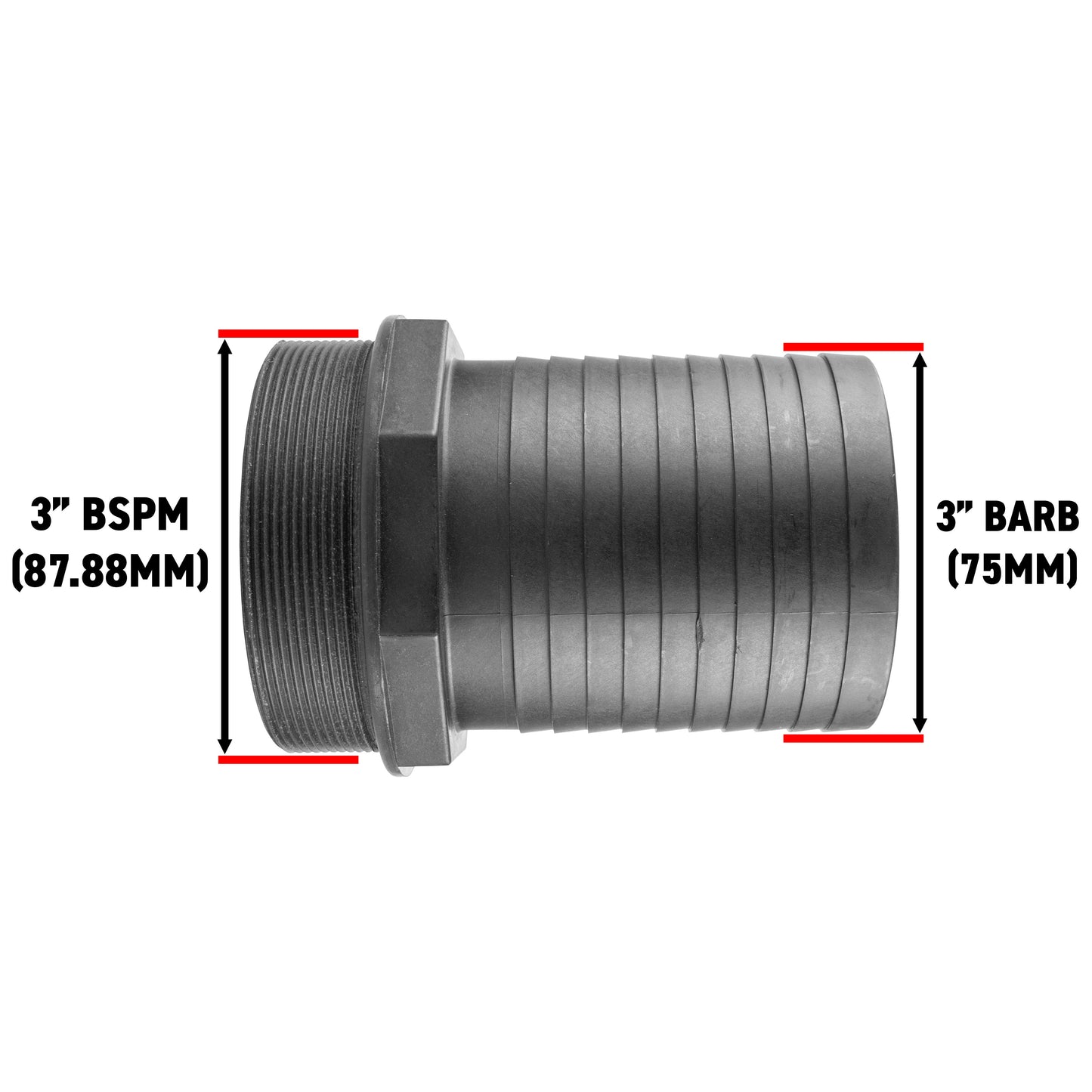 Pond Straight Connector 3" BSPM - 75mm