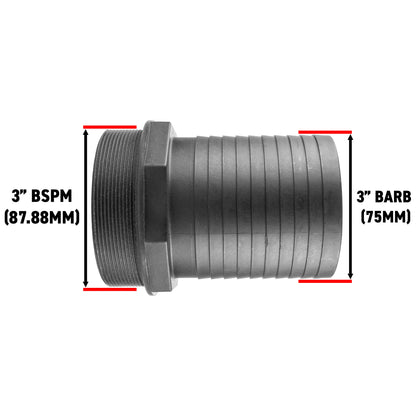 Pond Straight Connector 3" BSPM - 75mm
