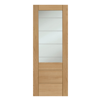 Palermo Essential 2XG Unfinished Internal Oak Door with Clear Etched Glass