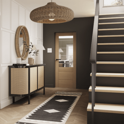 Palermo Essential 2XG Pre-Finished Internal Oak Door with Clear Etched Glass