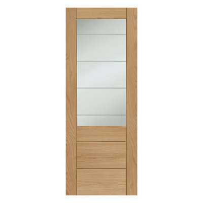 Palermo Essential 2XG Pre-Finished Internal Oak Door with Clear Etched Glass