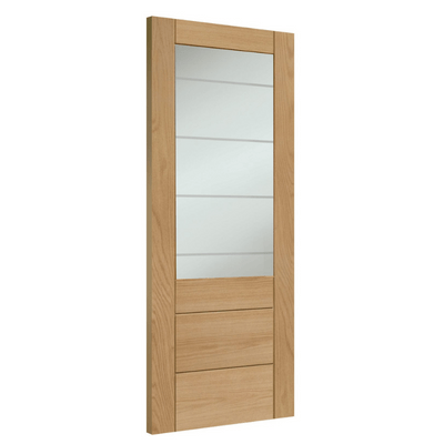 Palermo Essential 2XG Unfinished Internal Oak Door with Clear Etched Glass