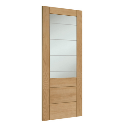 Palermo Essential 2XG Pre-Finished Internal Oak Door with Clear Etched Glass