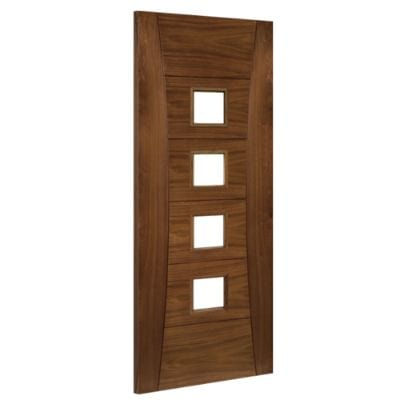 Pamplona Walnut Prefinished Glazed Internal Fire Door FD30 - All Sizes