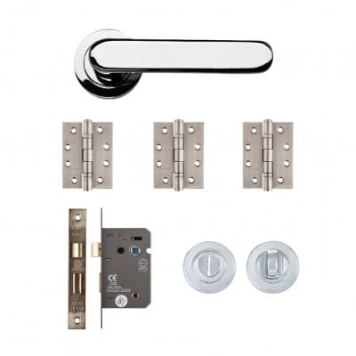 Parga Polished Chrome Bathroom Door Handle Kit