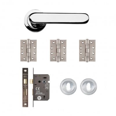Parga Polished Chrome Mortice Door Handle Kit
