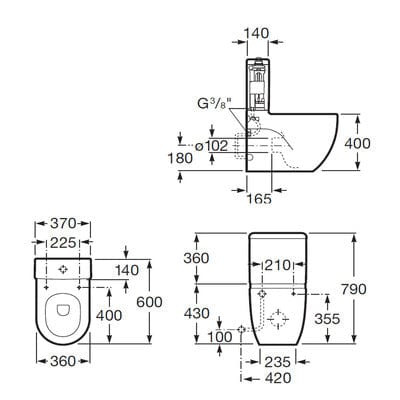 Meridian-N Compact BTW Close Coupled Toilet Pan