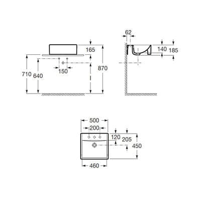 Diverta Ceramic Semi Recessed 500mm Countertop Basin - 1 Tap Hole