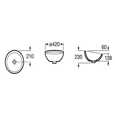 Bol 420mm Countertop Basin 0 Tap Holes
