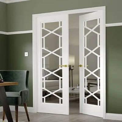 Quartz White Primed Glazed Internal Door - All Sizes