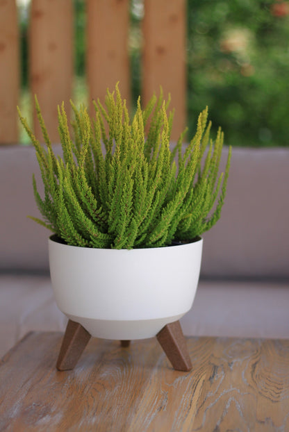 Roma Bowl Pot with Legs, Insert and Hole with Plug 240mm White