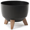 Roma Bowl Pot with Legs, Insert and Hole with Plug 330mm Black