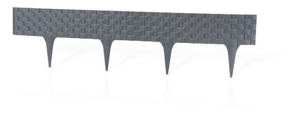Lawn Edging, Plastic Palisade Rattan Effect, 2.4m, Gray