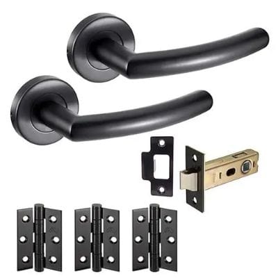 Raven Latch Pack Door Handle - Matt Black