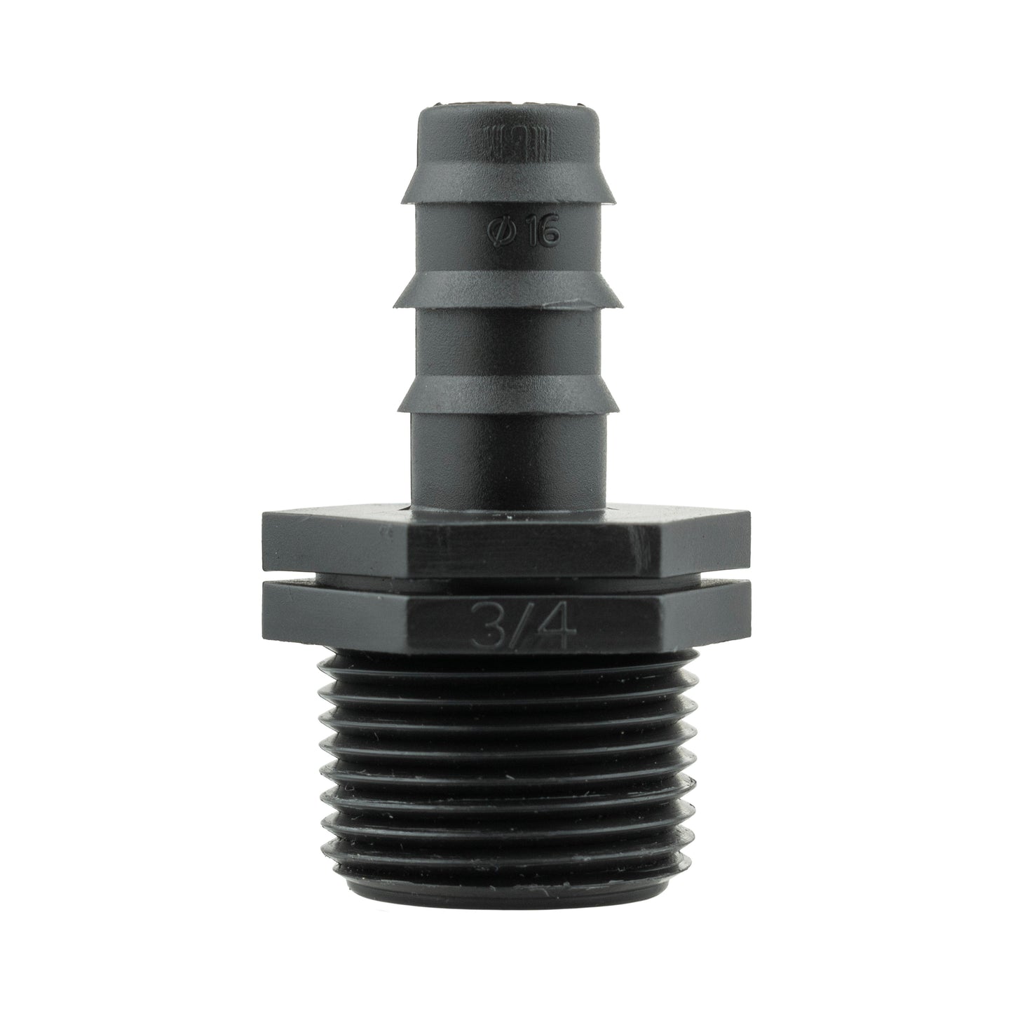 Water Butt Connector 3/4" BSP with In-Line BSPF Valve and 16mm Barbed Straight