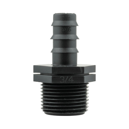 Water Butt Connector 3/4" BSP with In-Line BSPF Valve and 16mm Barbed Straight