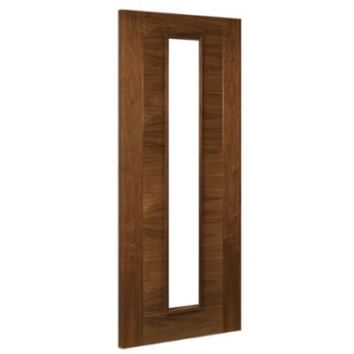 Seville Walnut Prefinished Glazed 1 Light Panel Internal Fire Door FD30 - All Sizes