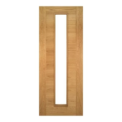 Seville Oak Prefinished 1 Glazed Light Panel Internal Fire Door - All Sizes
