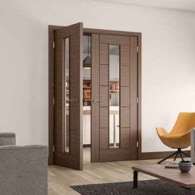 Seville Walnut Prefinished 1 Glazed Light Panel Internal Door - All Sizes