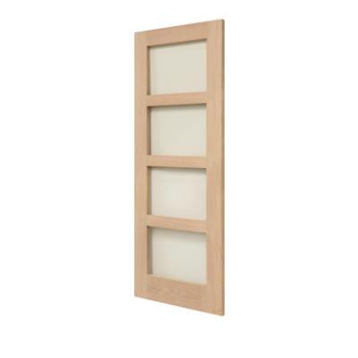 Shaker 4 Panel Oak Clear Glazed Unfinished Internal Door - All Sizes