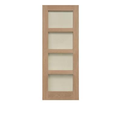 Shaker 4 Panel Oak Clear Glazed Unfinished Internal Door - All Sizes