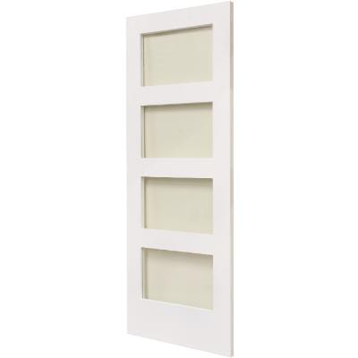 Shaker 4 Panel White Primed Glazed Internal Door - All Sizes