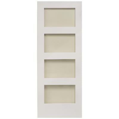 Shaker 4 Panel White Primed Glazed Internal Door - All Sizes