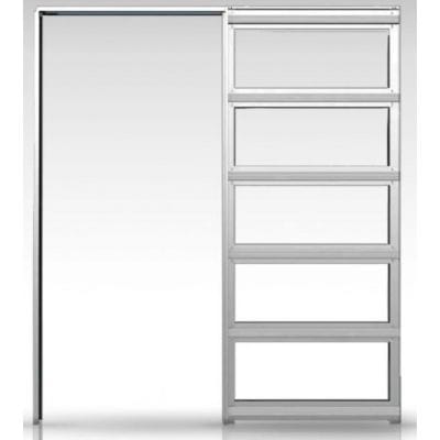 Single Pocket Door Sliding Kit + Handle & Doorjamb 100mm White Frame + Black Hardware - All Sizes