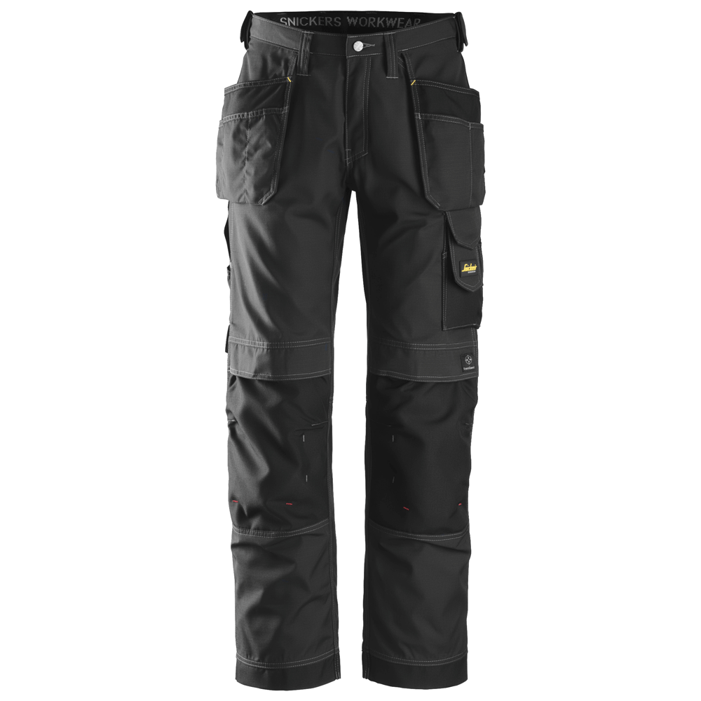 Snickers 3213 Craftsmen Holster Pocket Trousers, Rip-Stop Black 36" Waist - 28" Leg - Snickers Size: 200