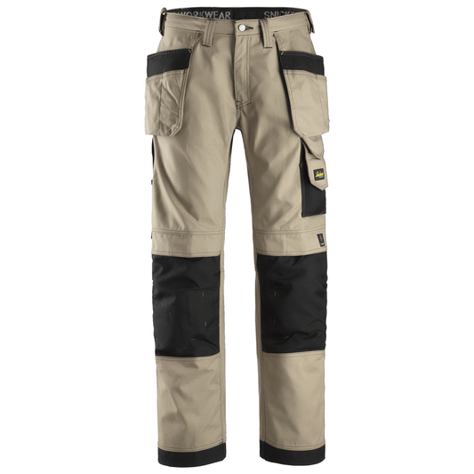 Snickers 3214 Craftsmen Holster Pocket Trousers, Canvas+ Khaki/Black