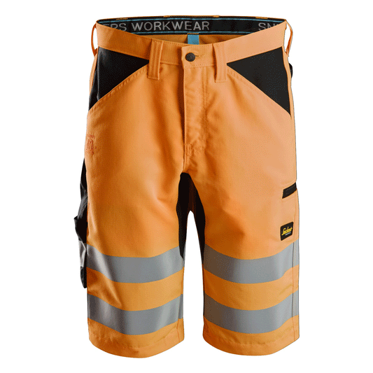 Snickers 6132 LiteWork Hi-Vis Shorts+ Class 1 Hi-Vis Orange/Black, 38" Waist-Snickers 54