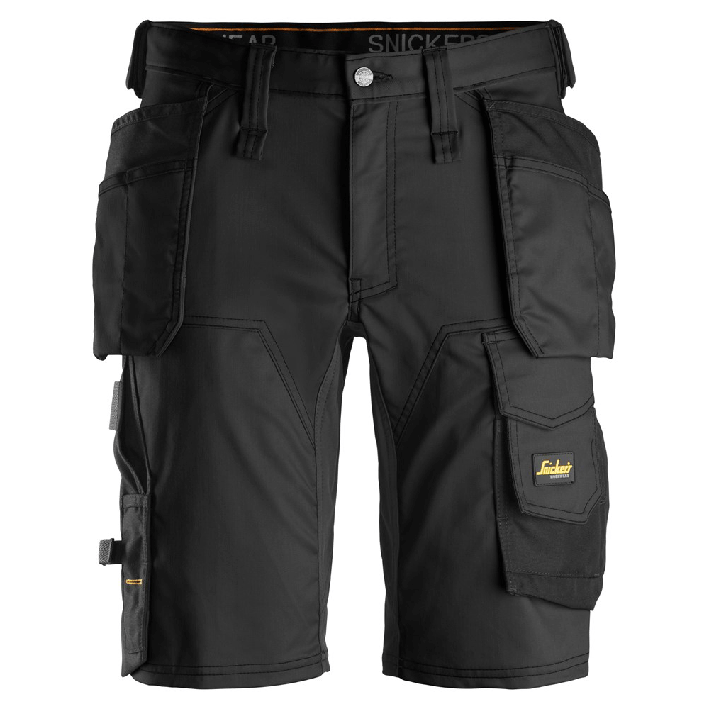 Snickers 6141 AllroundWork Stretch Shorts Holster Pockets Black / Size 64 - Waist Size 50"