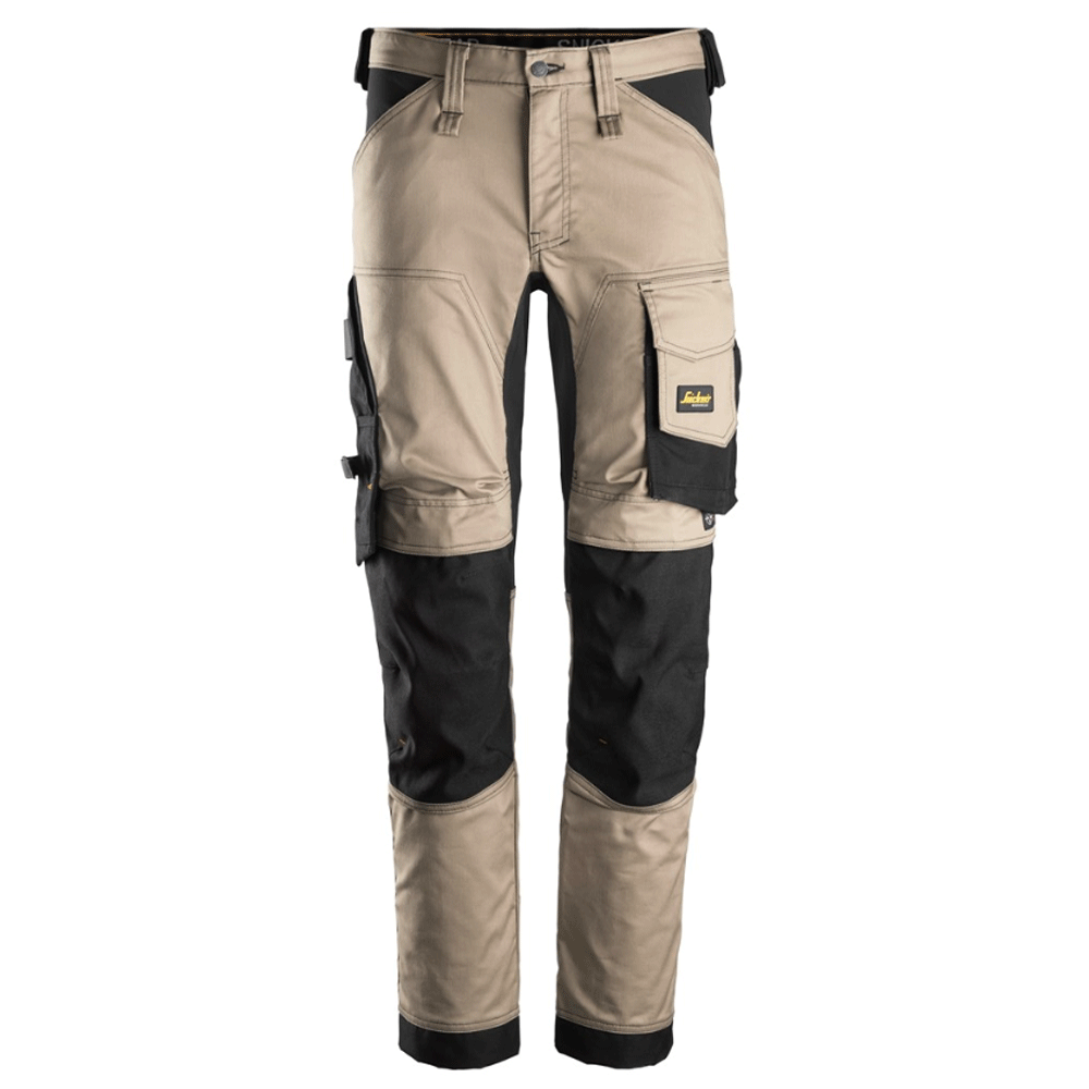 Snickers 6341 AllroundWork Stretch Kneepad Trousers Khaki/Black, 39" Waist 32" Leg-Snickers 56