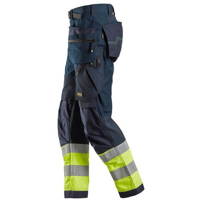 Snickers 6931 FlexiWork Hi-Vis Work Trousers Holster Pockets CL1 Various Colours
