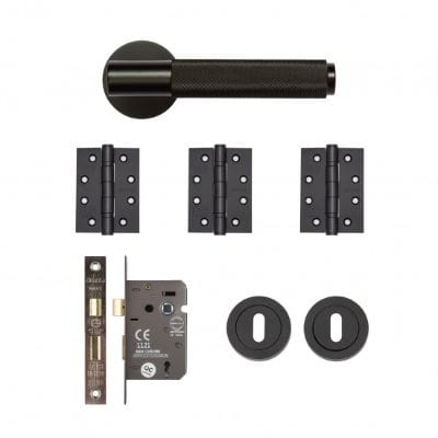 Sparta Matt Black Mortice Door Handle Kit