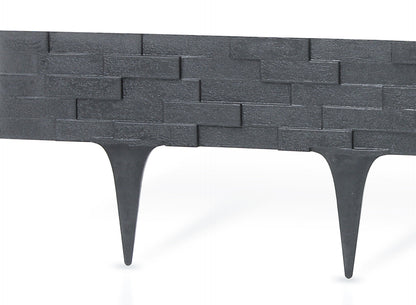Lawn Edging, Plastic Palisade Slate Effect, 2.38m, Gray