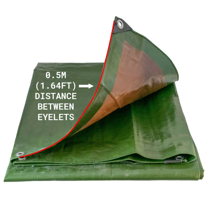 Green/Brown L-Grade Tarpaulin 3m x 5m