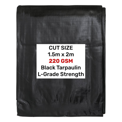 Black/Silver L-Grade Tarpaulin 1.5m x 2m